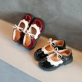 Children Mary Janes Red Black Ruffles Bowknot Patent Leather Kids Princess Shoes Round Toe Girl's Flat  Mart Lion