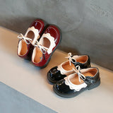 Children Mary Janes Red Black Ruffles Bowknot Patent Leather Kids Princess Shoes Round Toe Girl Flat Mart Lion   