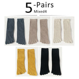 Veridical 5 Pairs/Lot Cotton Five Finger Socks For Men's Solid Breathable Harajuku Socks With Toes Mart Lion mixed4 EU39-45  US7-11 