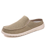 Canvas Slip-ons Gray Slippers Summer Men's Galoshes Breathable Casual Loafer Flat Driving Shoes