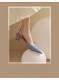  French Elegant Low Heel Closed Toe Sandals Women Shoes and Summer Mid Heel Pointed Toe Pumps Mart Lion - Mart Lion