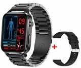 Smart Watch Sangao Laser Health Treatment Body Temperature Accurate Blood Oxygen SPO2 BP 24H Heart Rate Monitoring Smartwatch Mart Lion Black Steel  