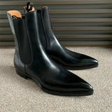 Chelsea Boots Men's Boots PU Black Classic Casual Street High Top Slip-On Elegant Short Mart Lion   