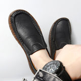 Genuine Leather Handmade Oxford Sole Shoes Men Casual Luxury Brand Loafers Breathable Black Driving Mart Lion   