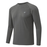 Men's UPF 50+ Rash Guard T-Shirt Athletic Crewneck Sweatshirt Long Sleeve Fishing Hiking Workout Outdoor Pullover