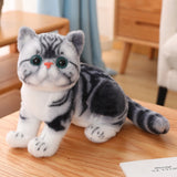 4 Colors 31cm INS Like Real Prone Cat Plush Doll Stuffed Pure Colors Grey White Yellow Kitten Toy Pets Animal Kids Gift Mart Lion 26cm dark grey  