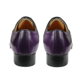 Men's Shoes High-grade Leather Double Color Style Hand-rubbed Carved Oxford Leather Dress Breathable Purple Mart Lion   