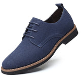 Men's Suede Leather Casual Shoes Summer Men's Oxford Shoes Men's Lace-Up Flats Shoes Zapatos De Hombre Mart Lion Blue 38 