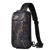 Men's Waterproof USB Oxford Crossbody Bag Anti-theft Shoulder Sling Multifunction Short Travel Messenger Chest Pack For Male Mart Lion Camouflage 18 x 9 x35 cm 