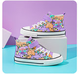 Trendy Pink Children Shoes Cute Cartoon Bear Sneakers Boy Flat Kids High top Canvas Girls Mart Lion   