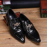 Summer pattern Men's Shoes Pointed Calf Office Dress Crocodile print Luxury Wedding Mart Lion black 4 43 China