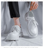 Men's High Sole Platform Casual Leather Shoes Korean Streetwear Vintage Dress Wedding Leather Mart Lion   