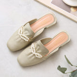 Summer Slippers Women's Casual Sandals Slip-on Outer Wear Korean Style Shoes Lazy Shoes Closed Toe Half Slippers Mart Lion Green 35 