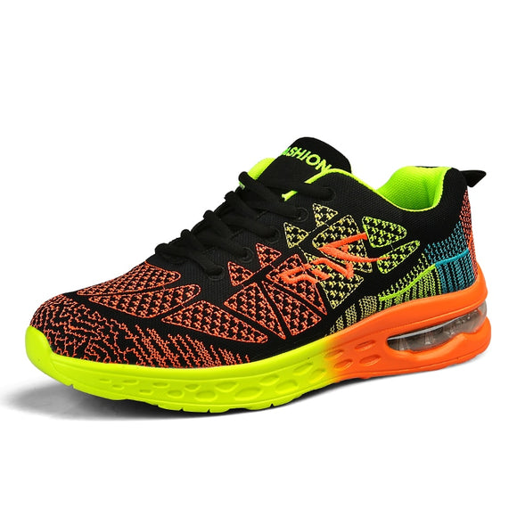 Couples Air Cushion Sneakers Mesh Athletic Running Shoes Breathable Marathon Sneakers Outdoor Sports Shoes Mart Lion orange  011 35 
