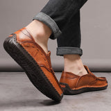 Men Handmade Shoes Genuine Leather Casual Outdoor Soft Homme Classic Ankle Non-slip Flats Trend Mart Lion   