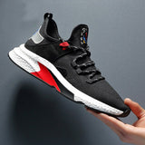 Men's Shoes Autumn Flying Woven Mesh Breathable Lace Up Running Youth Cross-border Mart Lion black 39 