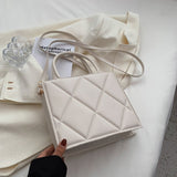 Women Shoulder Bag Trendy Plaid Pu Leather Crossbody Bags Ladies Handbags Designer Top Handle Bag Mart Lion White  