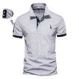 Embroidery 35% Cotton Polo Shirts men's Casual Solid Color Slim Fit Summer Clothing Mart Lion T02-grey EUR XS 50-60kg 