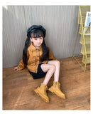 Children Work Boots Autumn Concise Style Handsome Back Yellow Boys Girls Ankle All-match Kids Shoes  Mart Lion