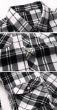 Men's Autumn Clothes Plaid Shirt Vintage Double Pocket Social Camisa Hombre Formal Dress Shirts Men's Clothing Mart Lion   
