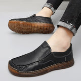 Genuine Leather Handmade Oxford Sole Shoes Men Casual Luxury Brand Loafers Breathable Black Driving Mart Lion   