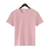 100% Cotton T Shirt Women Summer Casual Basic Loose Tshirt Korean Oversized Solid Tees Chic O Neck Female Tops Mart Lion Pink S 