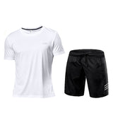 Men's Sportswear Tracksuit Gym Compression Clothing Fitness Running Set Athletic Wear T Shirts Mart Lion White Set L 
