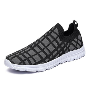 Men's Women Vulcanized Shoes Slip on Flats Breathable Mesh Walking Outdoor Sport Running Sneakers Female Mart Lion Gray 36 