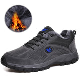 Outdoor Walking Hiking Shoes Men's Women Warm Fur Sneakers Retro Lace Up Summer Boys Footwear Mart Lion fur grey 41 