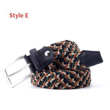 Stretch Canvas Leather Belts for Men's Female Casual Knitted Woven Military Tactical Strap Elastic Belt for Pants Jeans Mart Lion Style E 100cm 