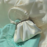 Trendy girl Cute Fold Clip Evening Bag High-end Chain Bag Hand-held Messenger Bag Dumpling Bag Women Mart Lion   