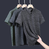 Korean Style Summer Short Sleeve Thin Polo Shirt Men's Solid Color Breathable Tops Wear Men's Tops  Clothing Mart Lion   
