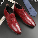 Men's Leather Shoes Dress Shoes Luxury Brand British Style High Top Wedding Oxford Mart Lion   