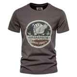 Printed T Shirt for Men's Casual O-neck Slim Fit Clothing Summer 100% Cotton Mart Lion Rust Gray Size M 50-55kg 