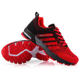 Running Shoes Breathable Men's Sneakers Fitness Air Shoes Cushion Outdoor Brand Sports Shoes Platform Flying Woven Lace-Up Shoes Mart Lion red 8702 36 