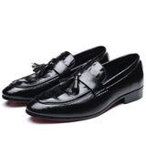 Casual Shoes Crocodile Grain Leather Men's Driving Loafers Moccasins Tassels Party Wedding Flats Mart Lion Black 38 China