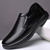Men Handmade Shoes Genuine Leather Plush Warm Soft Anti-slip Rubber Work Loafers Casual Leather Mart Lion Black 38 