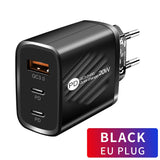 PD 20W Usb C Charger For Iphone 12 13 Pro Xiaomi Fast Quick Charge Dual Type-C PD USB Charger For QC 3.0 Mobile Phones Adapter Mart Lion EU Full Black  