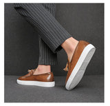 Loafers Men's Shoes PU Solid Color Classic Moccasin Casual Party Outdoor Retro Tassel Casual Mart Lion   