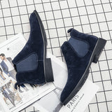 Chelsea Boots Men's Blue Faux Suede Classic Casual Short Ankle Zapatos De Seguridad Hombre Mart Lion   