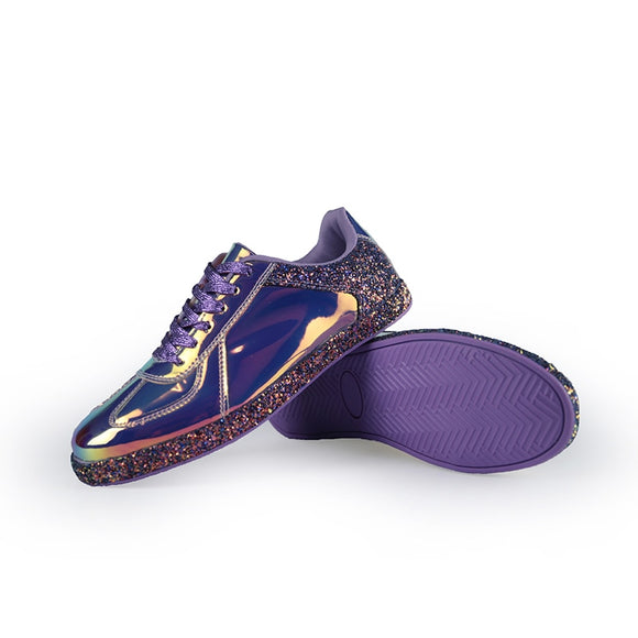 Female Vulcanized Shoe Shiny Sneakers Conspicuous Casual Luxury Women Sneaker Mart Lion purple 36 
