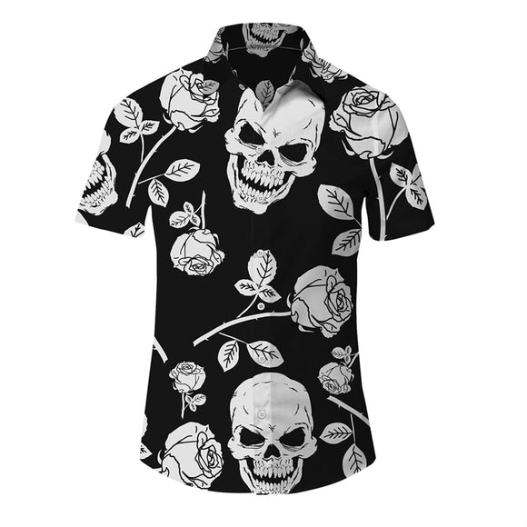 Skull Hawaiian Shirt Oversized Men's 3d Print Beach Shirt Short Sleeve Button Casual Oversized Summer Shirt Mart Lion   
