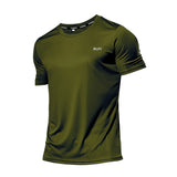 Multicolor Quick Dry Short Sleeve Sport T Shirt Gym Jerseys Fitness Shirt Trainer Running Men's Breathable Sportswear Mart Lion Army green M 