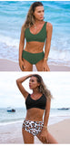 Two Pieces Swimwear For Women Bikini Set Solid Female Swimsuit Beach Suit Leopard Bathing Suits Mart Lion   