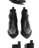 Men boots Red Rivet Tip Leather Model Social contact Increase Show Patent leather high-heeled Mart Lion   