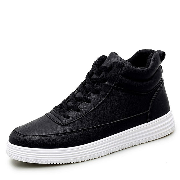 Autumn Men's Ankle Boots Leather Casual Shoes High-cut Basketball Sneakers Motorcycle Platform Skateboard Flats Sport Mart Lion black 35 