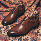 Men's Oxford Shoes British Border Versatile Vintage Leather Mart Lion   