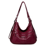 Genuine Leather Handbags Multifunction Casual Tote Bag Bagpack Mochilasr Women Shoulder Ladies bags Mart Lion Burgundy-55  
