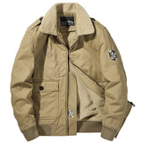 Men's Windbreaker Streetwear Cargo Jacket Winter Thick Warm Coat Fleece Lined Military heated Jackets Cotton Parkas Clothing Mart Lion Khaki M 