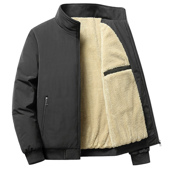 Large Winter Jacket Men's Streetwear Casual Warm Corduroy Outwear Thick Cotton-Padded Varsity Coat Parkas Mart Lion Black M 